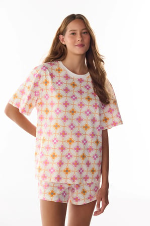 Flora Çiçekli Kısa Kollu Şort Pijama Takımı