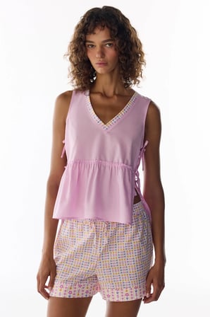 Lila Flora Atlet Pijama Üstü