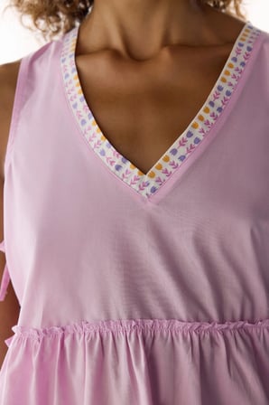 Lila Flora Atlet Pijama Üstü