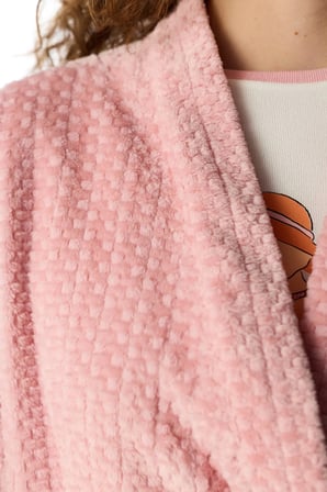 Pembe Countryside Fluffy Uzun Kollu Sabahlık