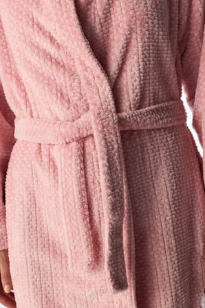Pembe Countryside Fluffy Uzun Kollu Sabahlık
