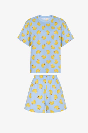 Mavi Cuteness Kısa Kollu Şort Pijama Takımı