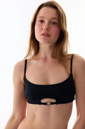 Si̇yah Hearth Bandeau Bikini Üstü