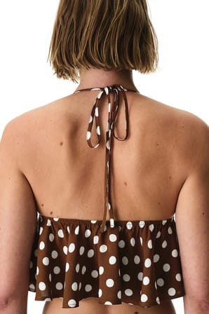 Puantiyeli Dot Fırfırlı Bikini Üstü