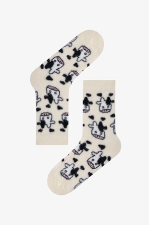 Warm Fuzzy Cow Soket Çorap