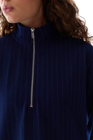 Lacivert Yarım Fermuarlı Uzun Kollu Sweatshirt
