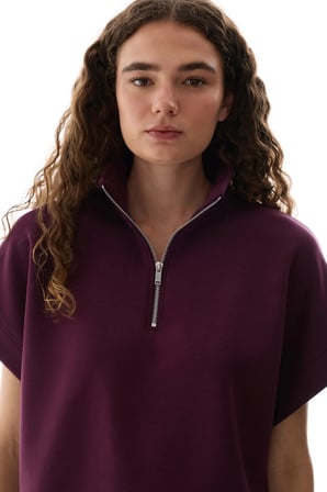 Bordo İpeksi Dokunuş Silky Touch  Fermuarlı Polo Yaka Tişört