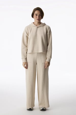 Pastel Bej Fitilli Uzun Kollu Sweatshirt
