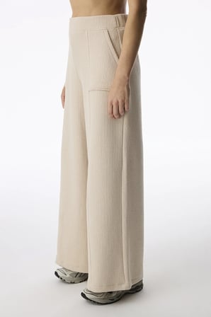 Pastel Bej Fitilli Dikiş Detaylı Pantolon