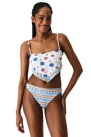Santorini Scarf Deniz Kabuğu Desenli Dokulu Bikini Üstü