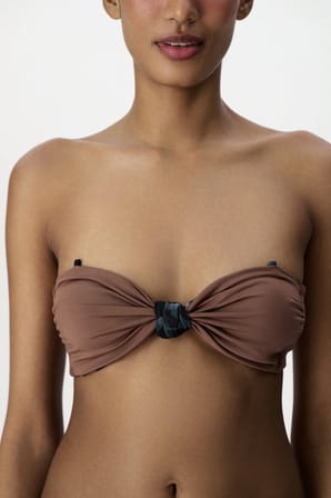 Clove Çift Taraflı Straplez Leopar Desenli Bikini Üstü
