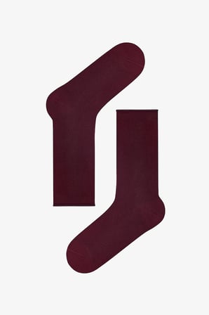 Bordo Rahat Bilek Lastikli Bambu Soket Çorap