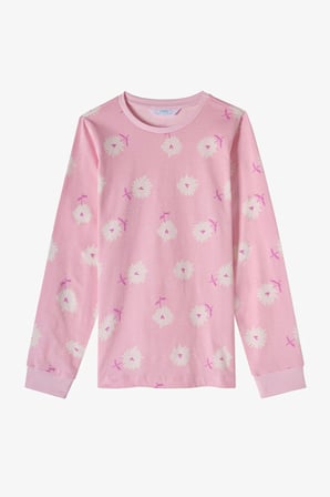 Kız Çocuk Pembe Love&peace Pamuklu Uzun Kollu 2'li Pijama Takımı