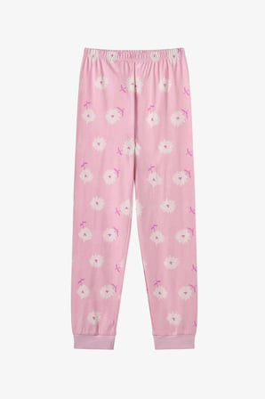 Kız Çocuk Pembe Love&peace Pamuklu Uzun Kollu 2'li Pijama Takımı