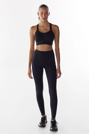 Siyah Wonder Yüksek Destek Toparlayıcı Yüksek Bel Back Lock Stitched Uzun Tayt