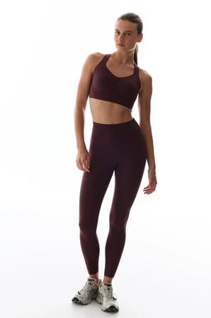 Koyu Bordo Back Lock Dikiş Detaylı Tayt