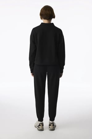 Siyah İpeksi Dokunuş Silky Touch Bağcıklı Uzun Kollu Sweatshirt