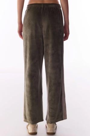 Haki Contrast Soft Kadife Eşofman Altı
