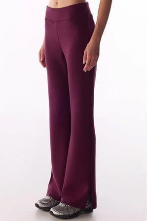 Bordo İpeksi Dokunuş Silky Touch Paça Detaylı İspanyol Paça (Flare) Pantolon