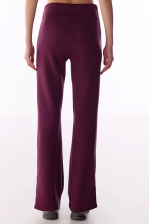 Bordo İpeksi Dokunuş Silky Touch Paça Detaylı İspanyol Paça (Flare) Pantolon