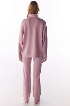 Pembe İpeksi Dokunuş Silky Touch Paça Detaylı İspanyol Paça (Flare) Pantolon