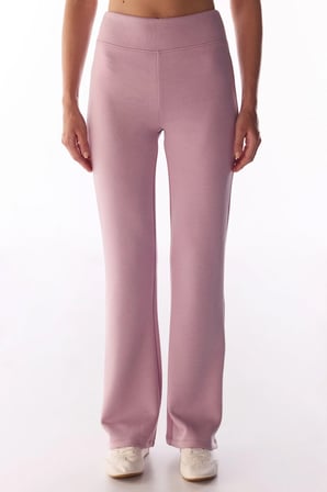 Pembe İpeksi Dokunuş Silky Touch Paça Detaylı İspanyol Paça (Flare) Pantolon