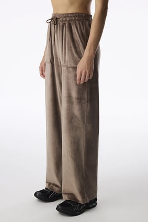 Bej Soft Kadife Cep Detaylı Pantolon