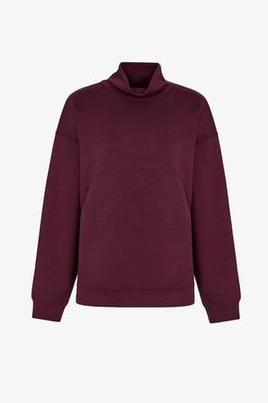 Bordo İpeksi Dokunuş Silky Touch Rahat Yaka Sweatshirt