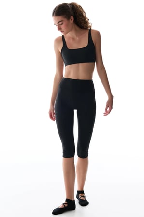 LYCRA Siyah Cream Hafif Destek Yüksek Bel Light Soft Kapri Tayt