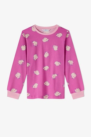 Kız Çocuk Pembe Capycorn Pamuklu Uzun Kollu 2'li Pijama Takımı