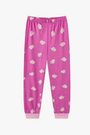 Kız Çocuk Pembe Capycorn Pamuklu Uzun Kollu 2'li Pijama Takımı
