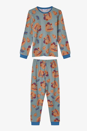 Erkek Çocuk Yeşil More Page Uzun Kollu Pijama Takımı