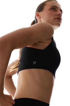 Siyah Stretch360 Orta Destek Çapraz Sırt Detaylı Kaydırmaz Askılı Cross Back Spor Sütyeni