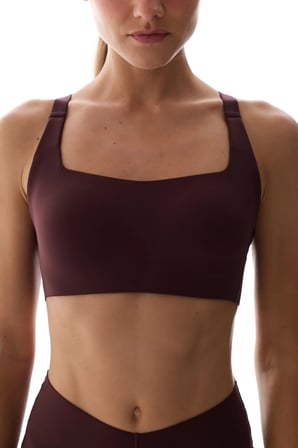 Bordo Stretch360 Orta Destek Çapraz Sırt Detaylı Kaydırmaz Askılı Cross Back Spor Sütyeni