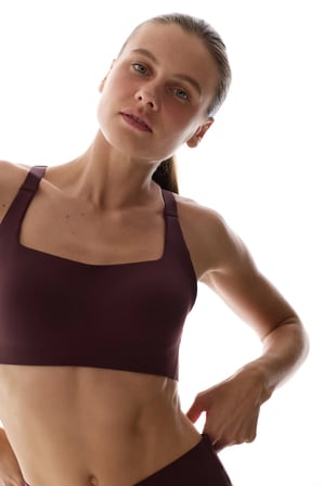 Bordo Stretch360 Orta Destek Çapraz Sırt Detaylı Kaydırmaz Askılı Cross Back Spor Sütyeni