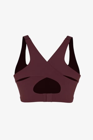 Bordo Stretch360 Orta Destek Çapraz Sırt Detaylı Kaydırmaz Askılı Cross Back Spor Sütyeni