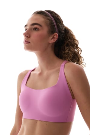Pembe Stretch360 Orta Destek Çapraz Sırt Detaylı Kaydırmaz Askılı Cross Back Spor Sütyeni