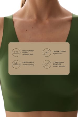 Koyu Yeşil Stretch360 Orta Destek Çıkarılabilir Pedli Zero Feel Spor Sütyeni
