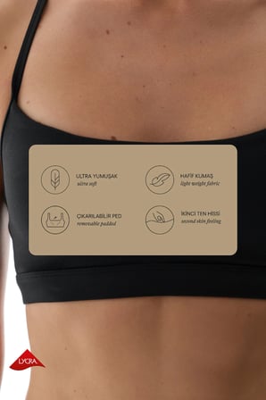 LYCRA Siyah Cream Hafif Destek Çıkarılabilir Pedli Racerback Spor Sütyeni