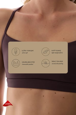 LYCRA Koyu Bordo Cream Hafif Destek Çıkarılabilir Pedli Racerback Spor Sütyeni