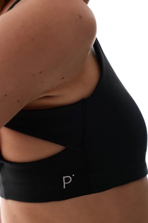 LYCRA Siyah Cream Hafif Destek Çıkarılabilir Pedli Çapraz Sırt Detaylı  Spor Sütyeni