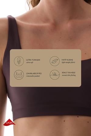 LYCRA Koyu Bordo Cream Hafif Destek Çıkarılabilir Pedli Çapraz Sırt Detaylı  Spor Sütyeni