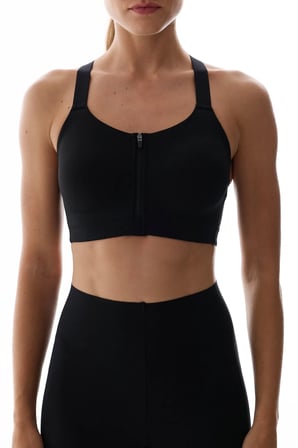Siyah Wonder Yüksek Destek Fermuarlı Power Zip Front Spor Sütyeni 