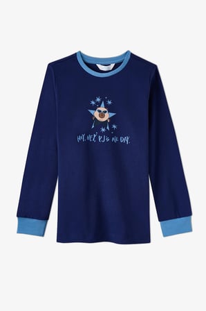 Erkek Çocuk Mavi Rockstar Capy Pamuklu Uzun Kollu 2'li Pijama Takımı