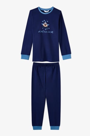 Erkek Çocuk Mavi Rockstar Capy Pamuklu Uzun Kollu 2'li Pijama Takımı