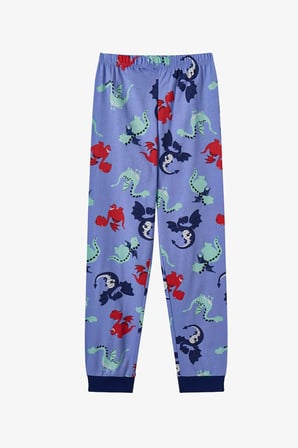 Erkek Çocuk Lila Dragon Repeat Pamuklu Uzun Kollu Pijama Takımı