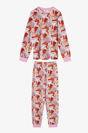 Kız Çocuk Pembe Fur-Ever Friends Pamuklu Uzun Kollu 2'li Pijama Takımı