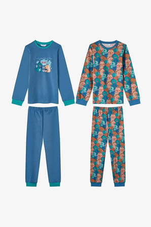 Erkek Çocuk Capy&dino Together Pamuklu Uzun Kollu 2'li Pijama Takımı