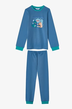 Erkek Çocuk Capy&dino Together Pamuklu Uzun Kollu 2'li Pijama Takımı