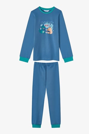 Erkek Çocuk Capy&dino Together Pamuklu Uzun Kollu 2'li Pijama Takımı